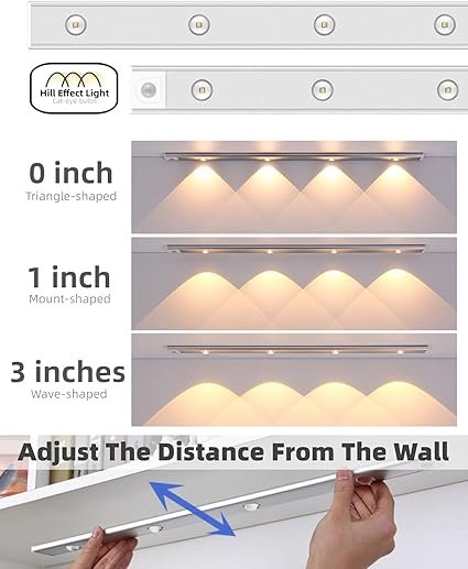 LED Cabinet Light ? Motion Sensor Rechargeable Under Cabinet Lighting, Wireless Stick-On Closet Light with Adjustable Brightness for Kitchen, Wardrobe & Stairs