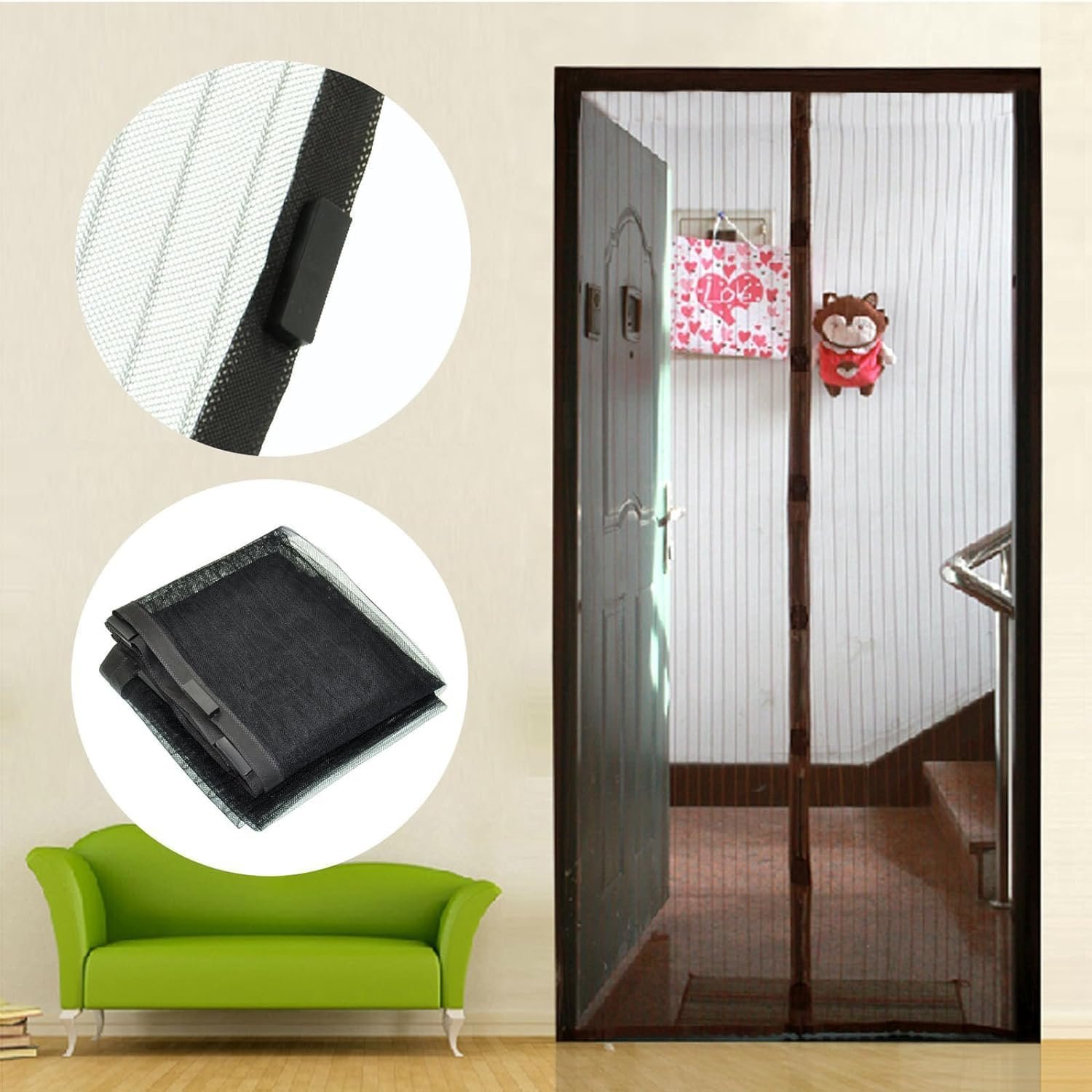 Magic Mesh | Magnetic Screen Door Mesh for Insects & Mosquito Protection | Easy Install Breathable Door Curtain for Home & Balcony