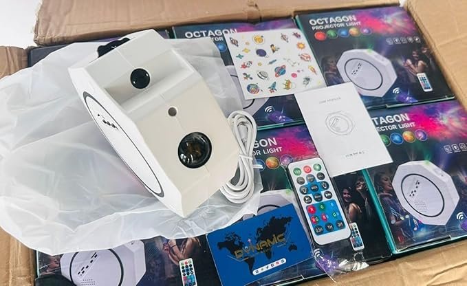 Octagon Projector ? LED Ambient Light Galaxy Star Projector with Remote Control & Rotating Light Modes, Night Light for Bedroom, Kids, and Home Decor