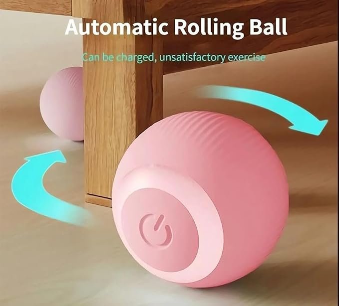 Pet Teasing Ball ? Interactive Automatic Rolling Ball Toy for Dogs & Cats, USB Rechargeable Smart Ball with LED Light for Indoor Play & Exercise