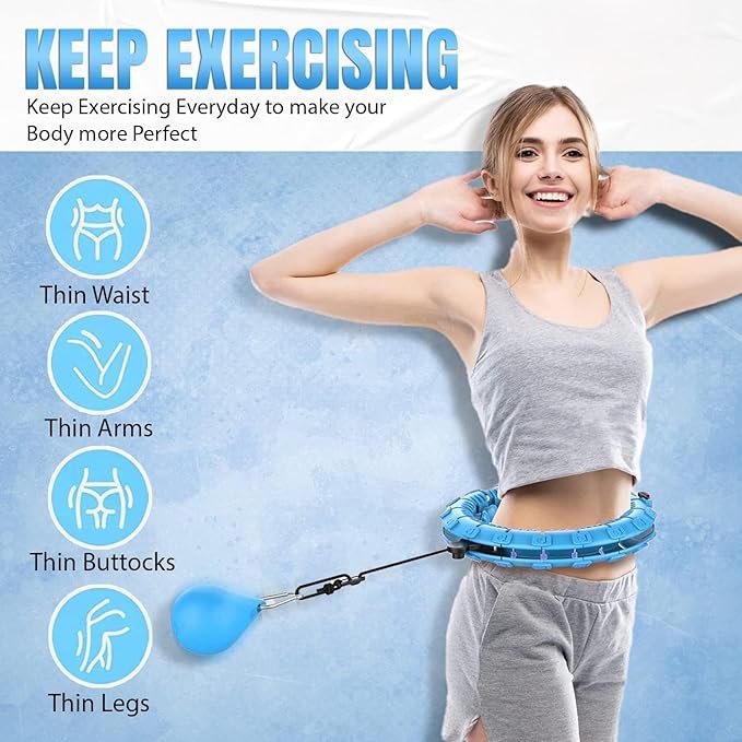 Weighted Hula Hoop for Adults & Kids ? Adjustable Fitness Hoop for Exercise & Weight Loss | Detachable Sections, Soft Foam Padding, Home Workout Equipment