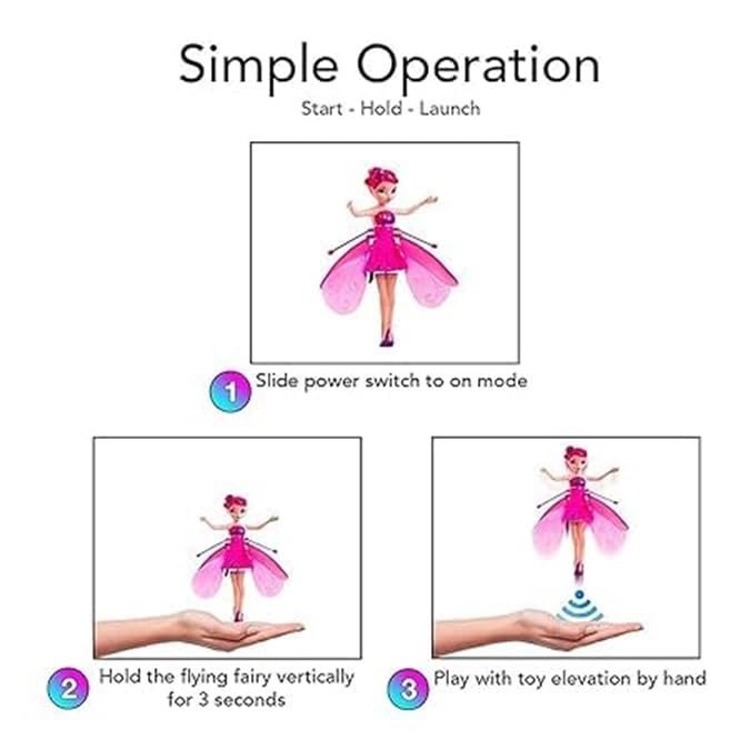 Flying Fairy Doll ? Hand Controlled Infrared Induction Hover Toy with LED Lights | USB Rechargeable, Auto Take-Off Magic Princess Doll for Girls (Ages 5+)