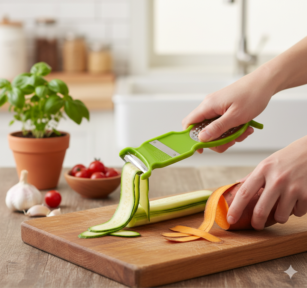 3-in-1 Vegetable Peeler & Grater | Multi-Functional Kitchen Tool | Stainless Steel Cutter & Slicer