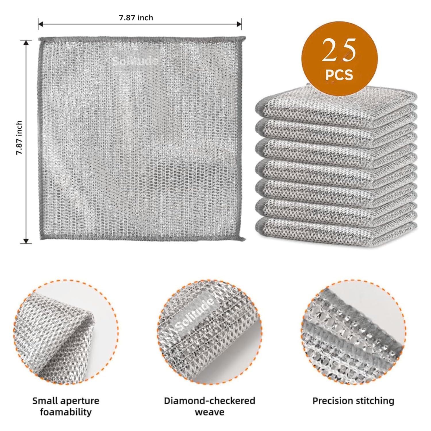 Steel Wire Dish Cloth 25-Pack – Heavy-Duty Scrubbing Cloths for Tough Cleaning, Rust-Resistant Metal Mesh Scrubbers for Pots, Pans, Dishes & Kitchen Use